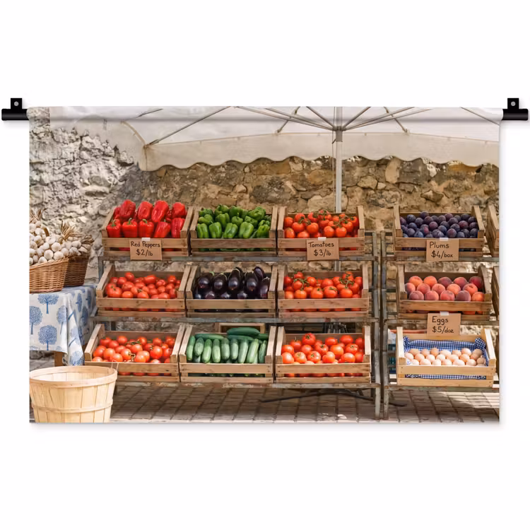 Wandkleed - Eten - Markt - Vers - Eten - Markt - Vers Wandkleed katoen klein