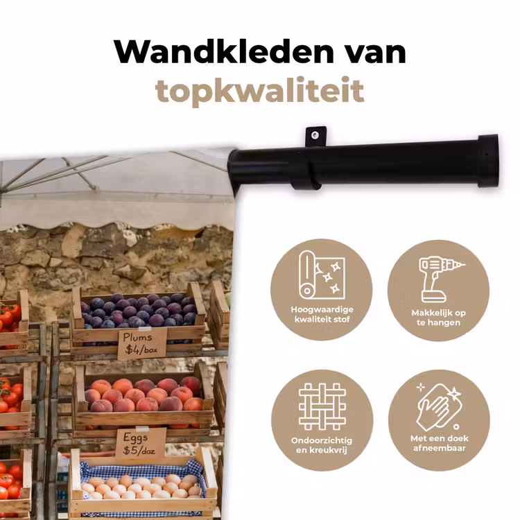 Wandkleed - Eten - Markt - Vers - Eten - Markt - Vers Wandkleed katoen klein