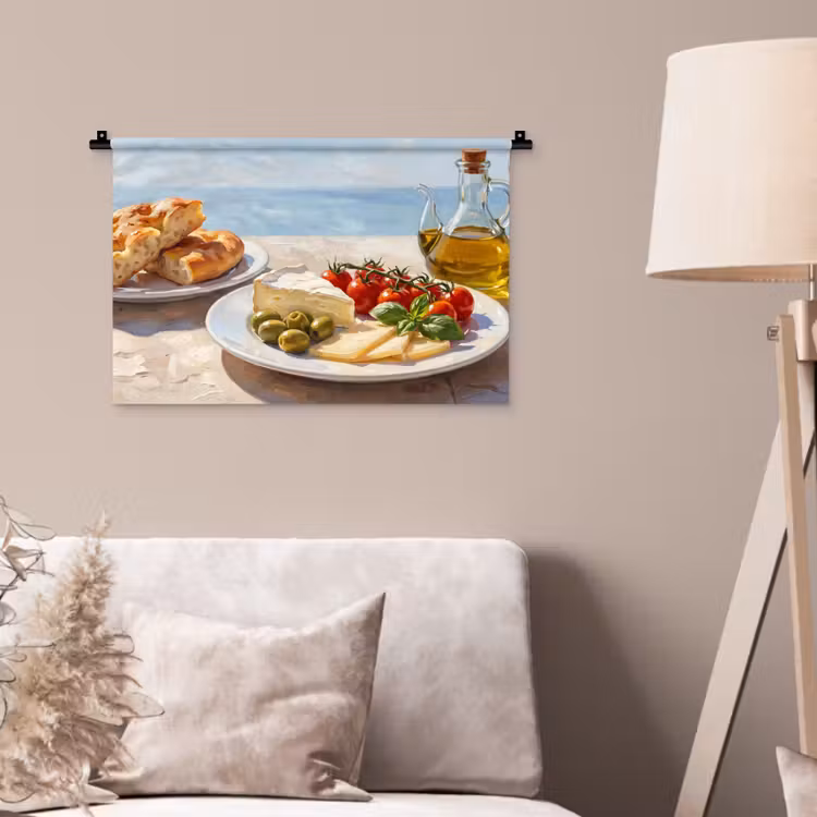 Eten - Middellandse Zee - Natuur - Geschilderd Wandkleed katoen klein -sfeer4