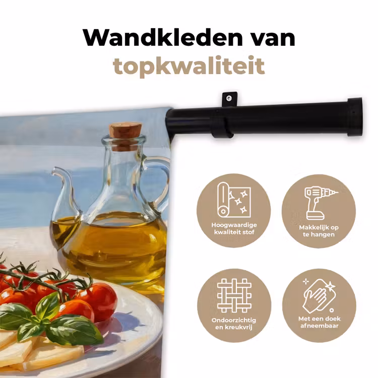 Eten - Middellandse Zee - Natuur - Geschilderd Wandkleed katoen klein -sfeer2