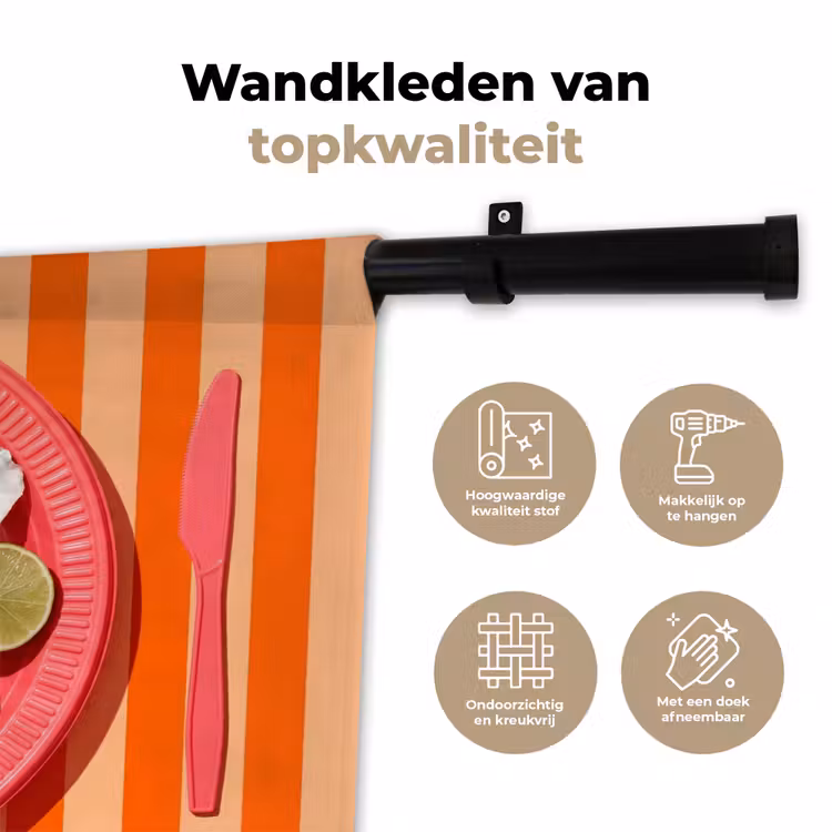 Eten - Oester - Zeevruchten - Oranje - Modern Wandkleed katoen klein -sfeer2