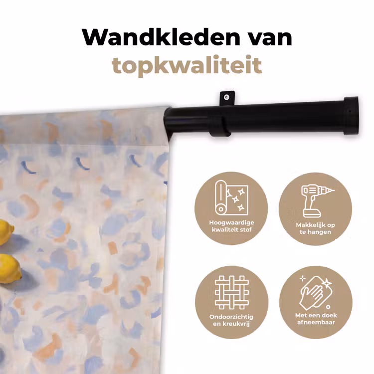 Eten - Oesters - Citroenen - Modern - Geel Wandkleed katoen klein -sfeer2