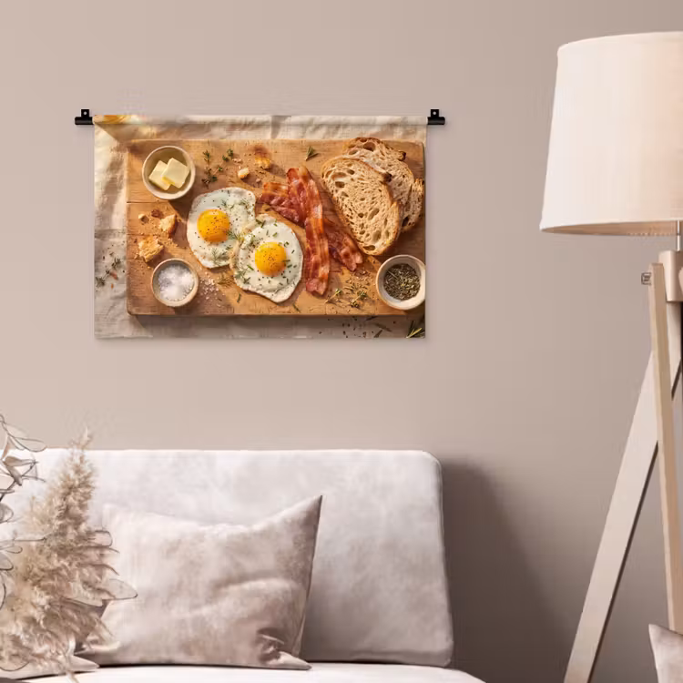 Eten - Ontbijt - Hout - Rustiek - Geel Wandkleed katoen klein -sfeer4