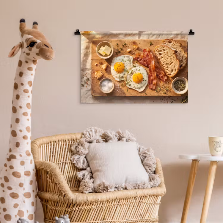 Eten - Ontbijt - Hout - Rustiek - Geel Wandkleed katoen klein -wsfeer5_kind