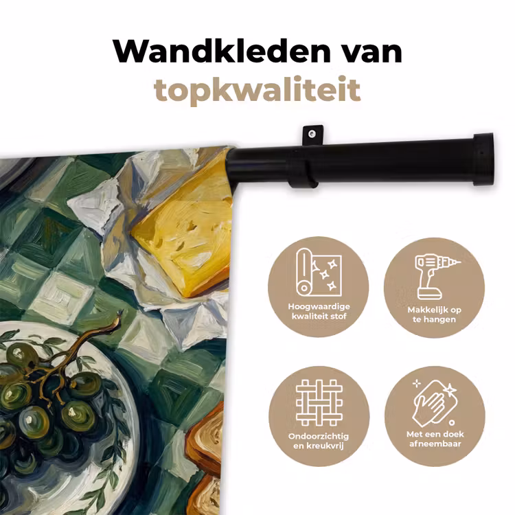 Eten - Ontbijt - Tafel - Modern - Groen Wandkleed katoen klein -sfeer2