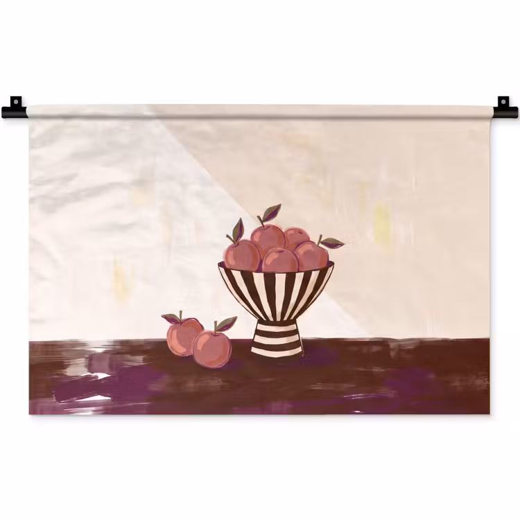 Eten - Schaal - Stilleven - Modern - Rood Wandkleed katoen klein -zz3d