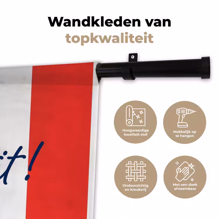 Eten - Spreuk - Keuken - Grafisch - Rood-Wit Wandkleed katoen klein -sfeer2