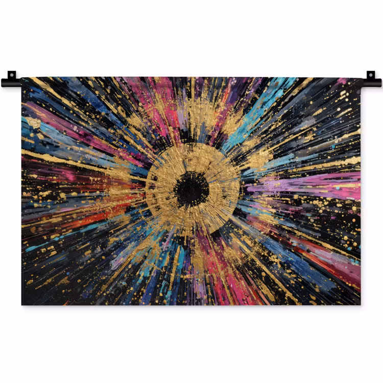 Explosie - Goud - Kleurrijk - Abstract Wandkleed katoen klein -zz3d