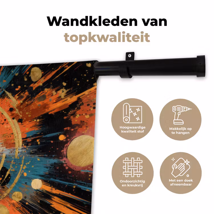 Explosie - Verfstructuur - Goud - Abstract Wandkleed katoen klein -sfeer2