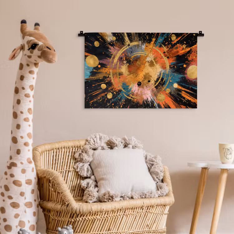 Explosie - Verfstructuur - Goud - Abstract Wandkleed katoen klein -wsfeer5_kind