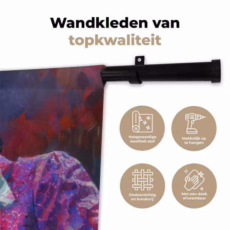 Expressief - Microfoon - Paars Wandkleed katoen klein -sfeer2