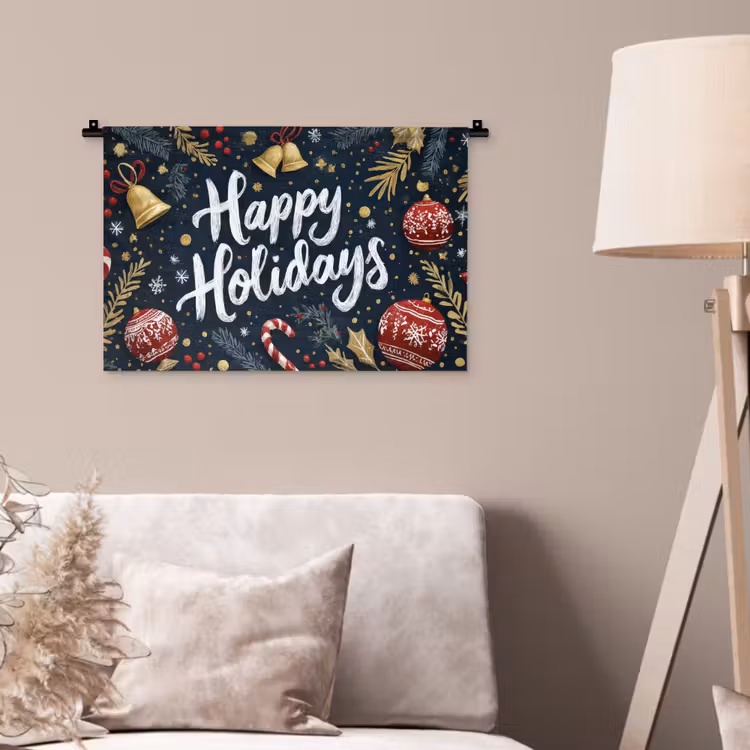 Feestelijk - Kerstgroet - Kleurrijk Wandkleed katoen klein -sfeer4