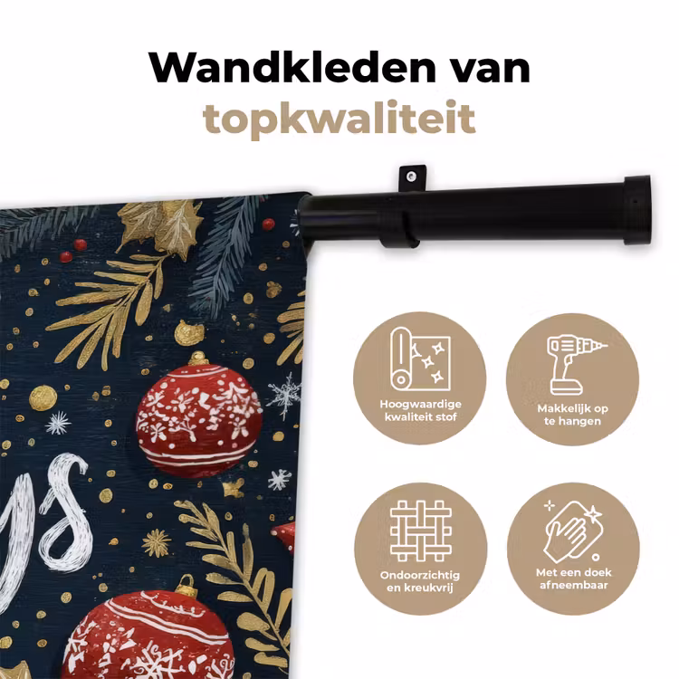 Feestelijk - Kerstgroet - Kleurrijk Wandkleed katoen klein -sfeer2
