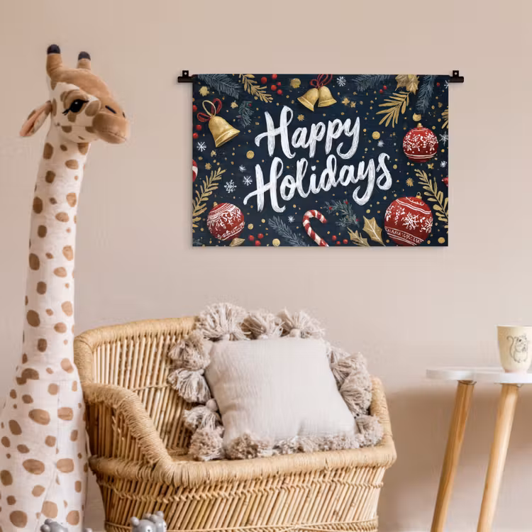 Feestelijk - Kerstgroet - Kleurrijk Wandkleed katoen klein -wsfeer5_kind