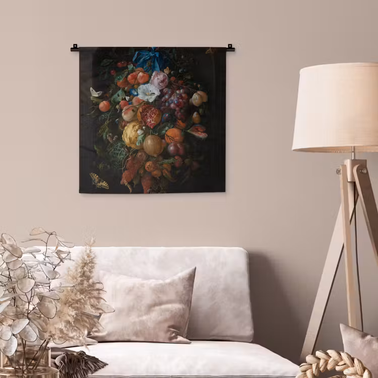 Festoen van vruchten en bloemen - Schilderij van Jan Davidsz. de Heem Wandkleed katoen klein -sfeer4