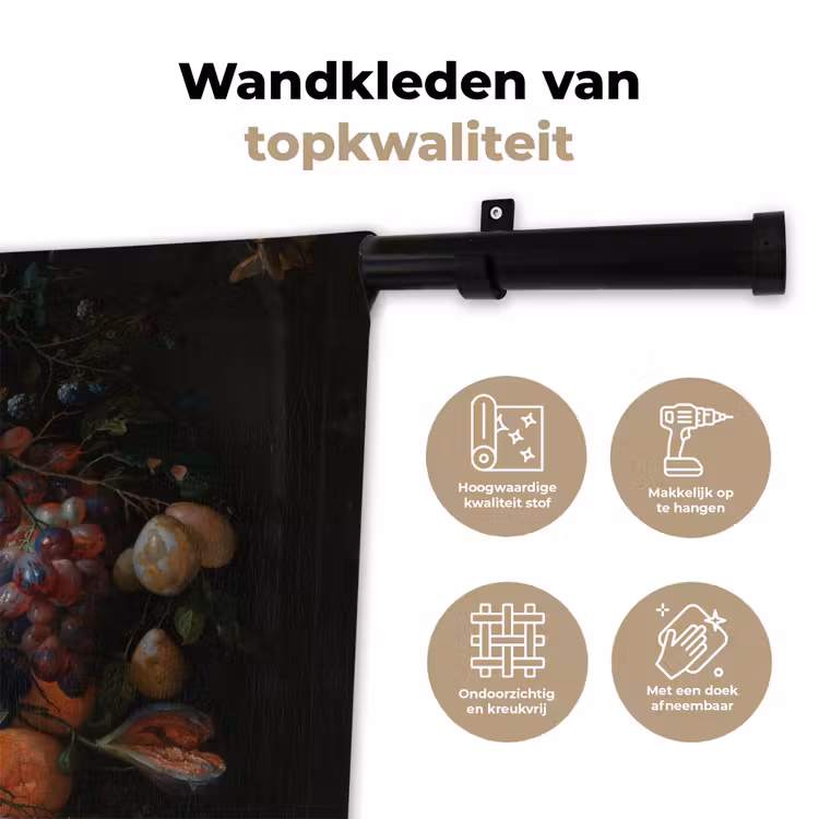 Festoen van vruchten en bloemen - Schilderij van Jan Davidsz. de Heem Wandkleed katoen klein -sfeer2