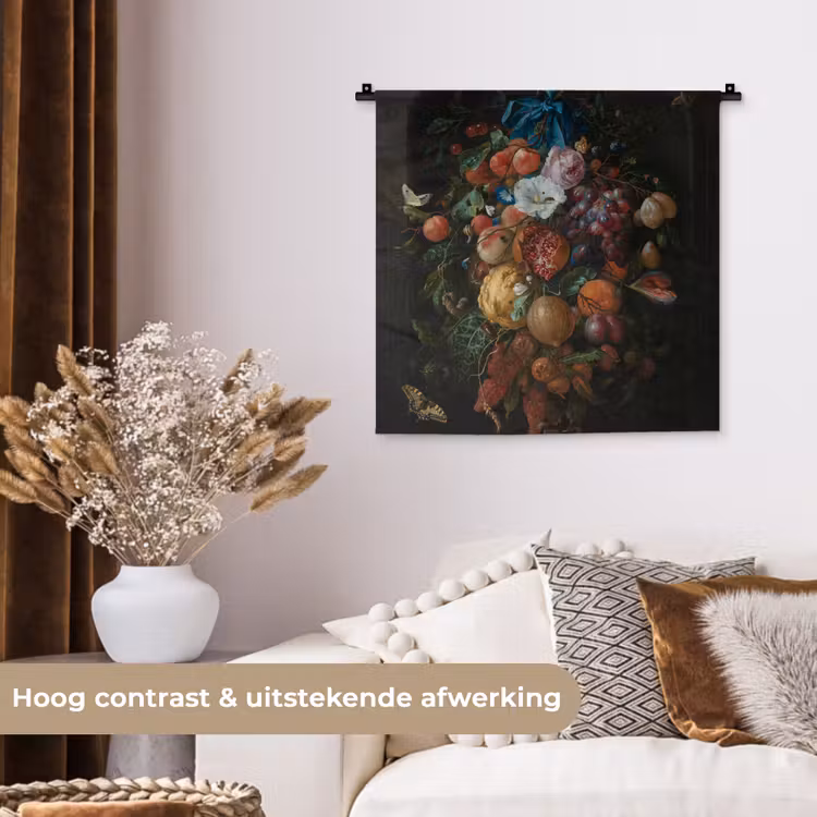 Festoen van vruchten en bloemen - Schilderij van Jan Davidsz. de Heem Wandkleed katoen klein -sfeer1