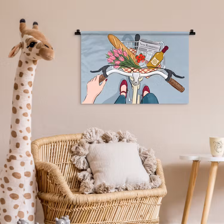 Fiets - Picknick - Zomer - Illustratie Wandkleed katoen klein -wsfeer5_kind