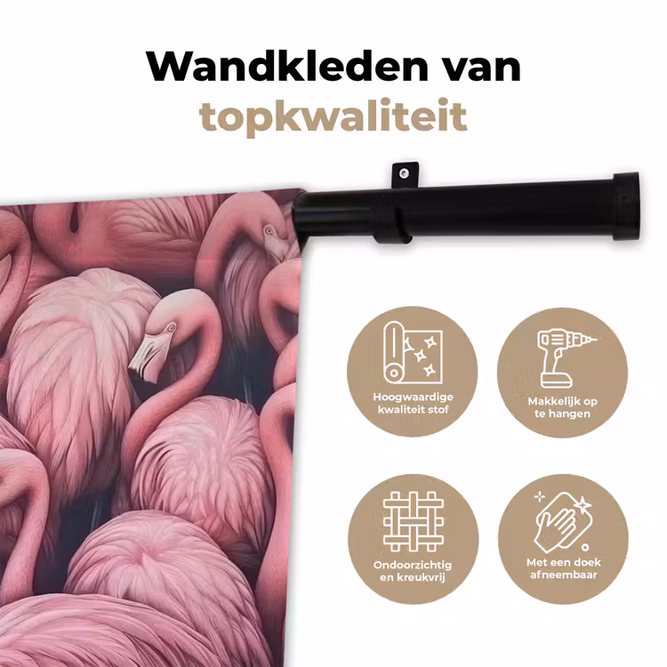Flamingo - Roze - Dieren Wandkleed katoen klein -sfeer2