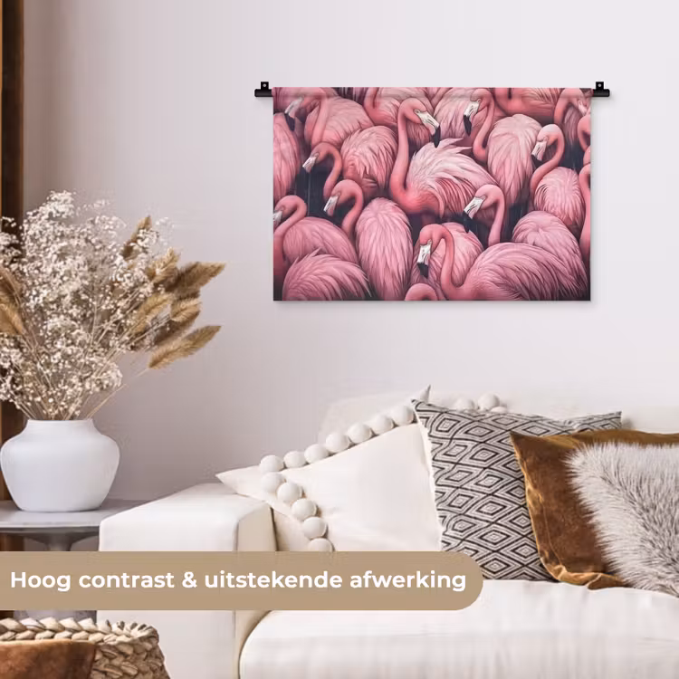 Flamingo - Roze - Dieren Wandkleed katoen klein -sfeer1