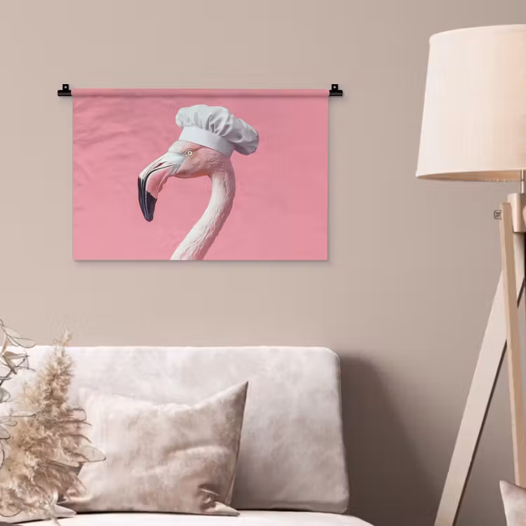 Flamingo - Roze - Koksmuts - Vogel Wandkleed katoen klein -sfeer4