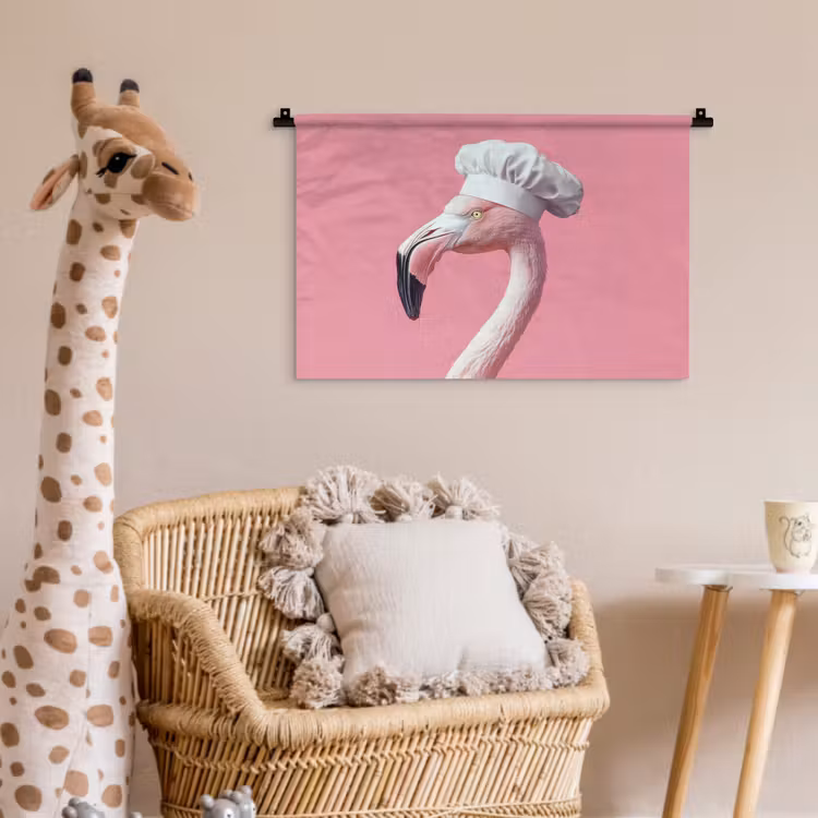 Flamingo - Roze - Koksmuts - Vogel Wandkleed katoen klein -wsfeer5_kind