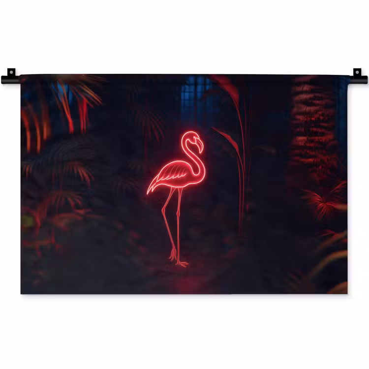 Flamingo - Roze - Neon - Licht Wandkleed katoen klein -zz3d