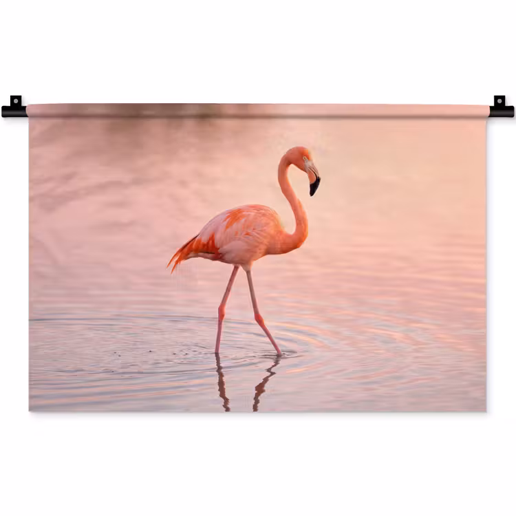 Flamingo - Water - Roze Wandkleed katoen klein -zz3d