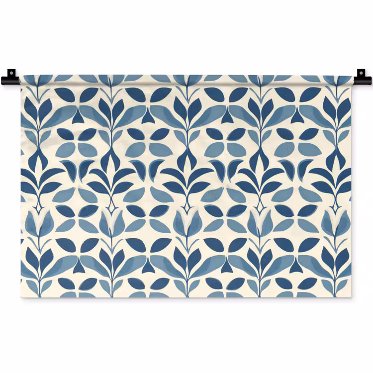 Flora - Modern - Blauw Wandkleed katoen klein 269 -zz3d
