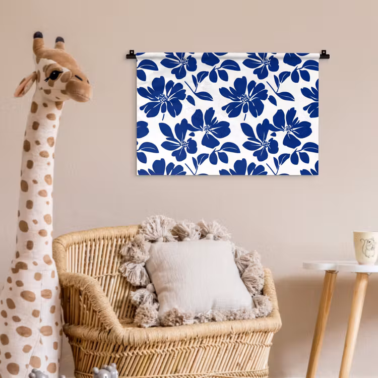 Floraal - Modern - Blauw Wandkleed katoen klein 269 -wsfeer5_kind