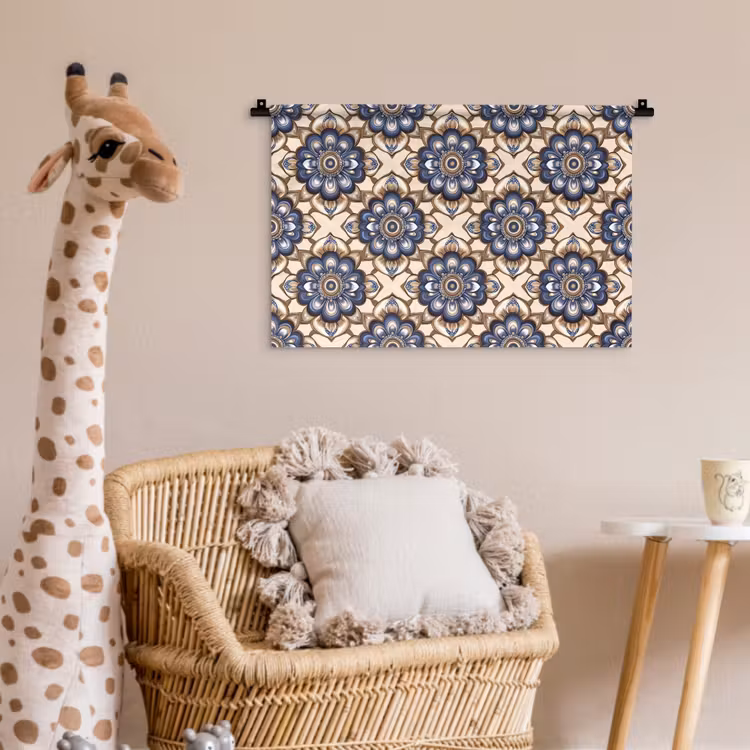 Floraal - Ornament - Blauw Wandkleed katoen klein 269 -wsfeer5_kind