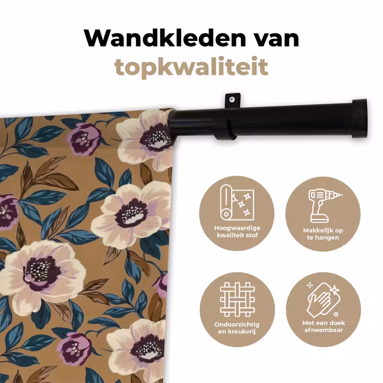 Floraal - Stilleven - Kleurrijk Wandkleed katoen klein 269 -sfeer2