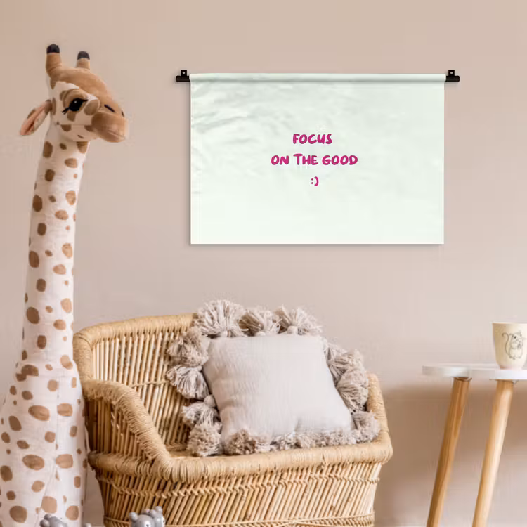 Focus - Beige - Roze - Smiley Wandkleed katoen klein -wsfeer5_kind
