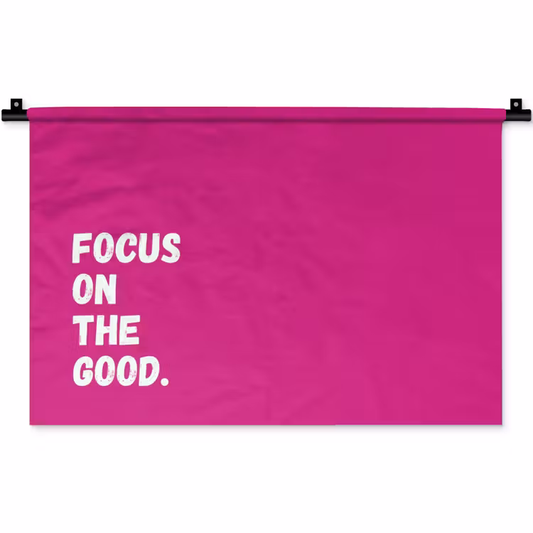 Focus on the good - Roze - Simple Wandkleed katoen klein -zz3d