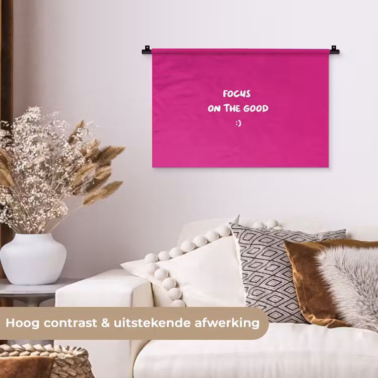 Focus - Smiley - Roze Wandkleed katoen klein -sfeer1