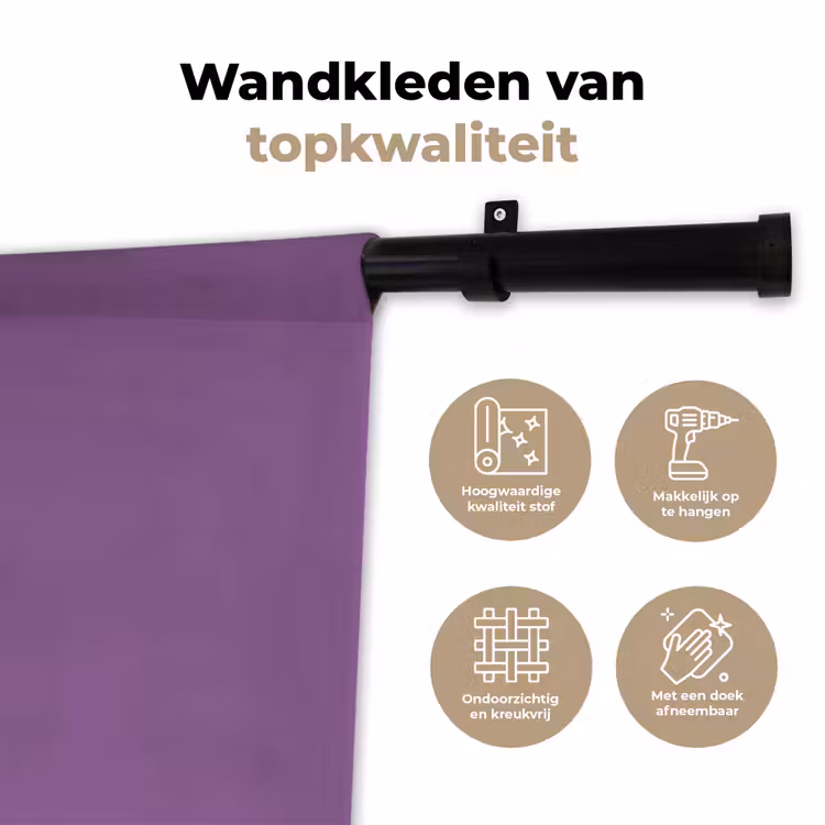 Follow your dreams - Paars - Penseeltextuur Wandkleed katoen klein -sfeer2
