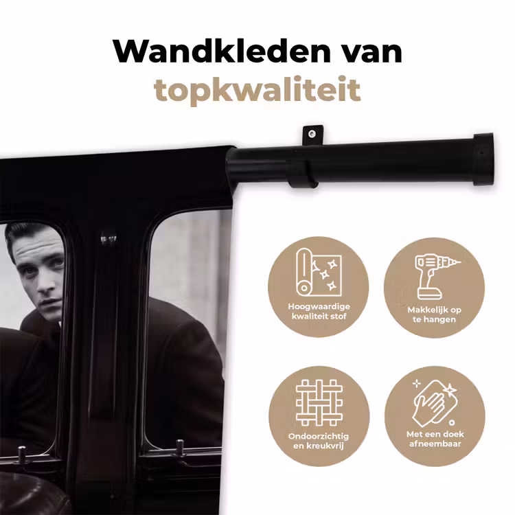 Fotograaf - Camera - Vintage - Journalistiek - Zwart-wit Wandkleed katoen klein -sfeer2
