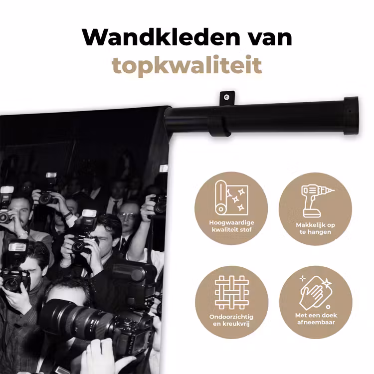 Fotografen - Menigte - Flitsers - Journalistiek Wandkleed katoen klein -sfeer2