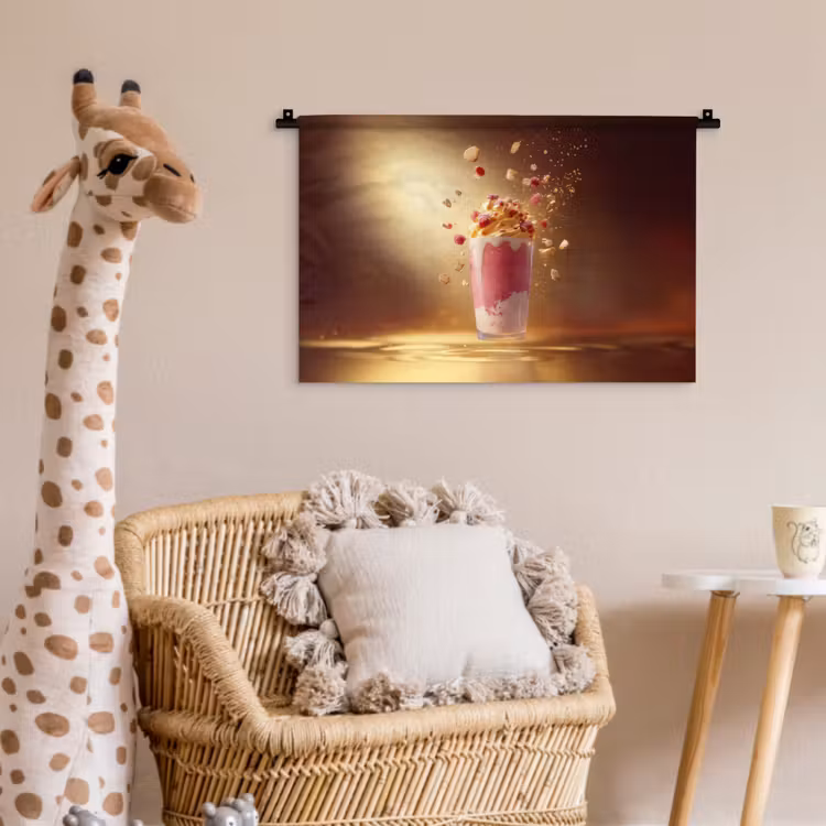 Framboos - Smoothie - Drinken - Roze Wandkleed katoen klein -wsfeer5_kind