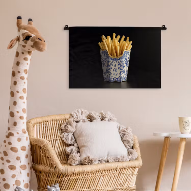 Friet - Porselein - Delfts blauw - Eten Wandkleed katoen klein -wsfeer5_kind