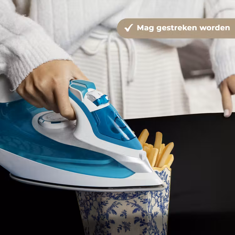 Friet - Porselein - Delfts blauw - Eten Wandkleed katoen klein -sfeer9