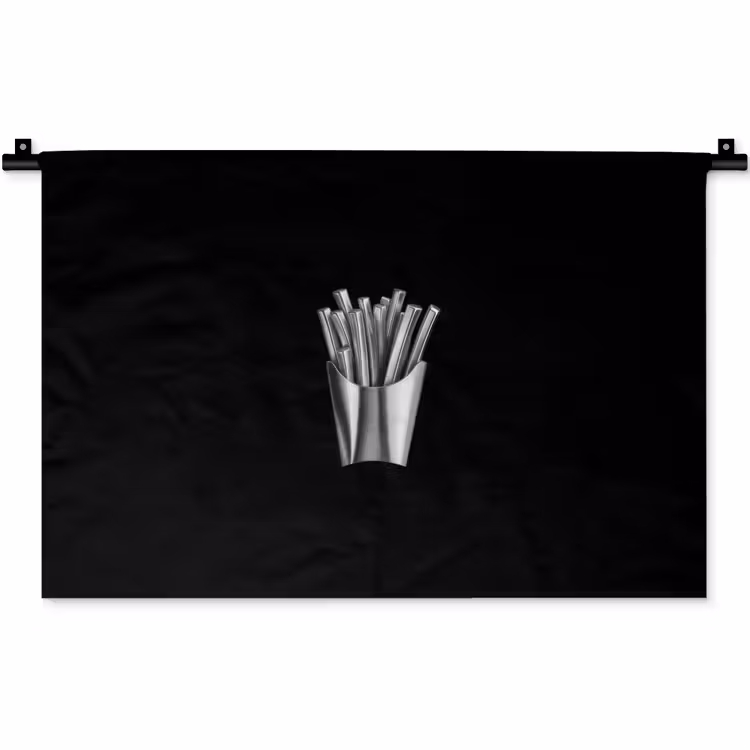 Frietjes - Futuristisch - Zilver Wandkleed katoen klein -zz3d