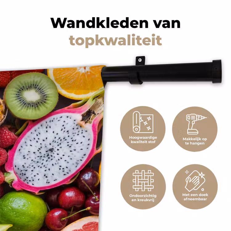 Fruit - Assortiment - Vers - Gezond - Kleurrijk Wandkleed katoen klein -sfeer2