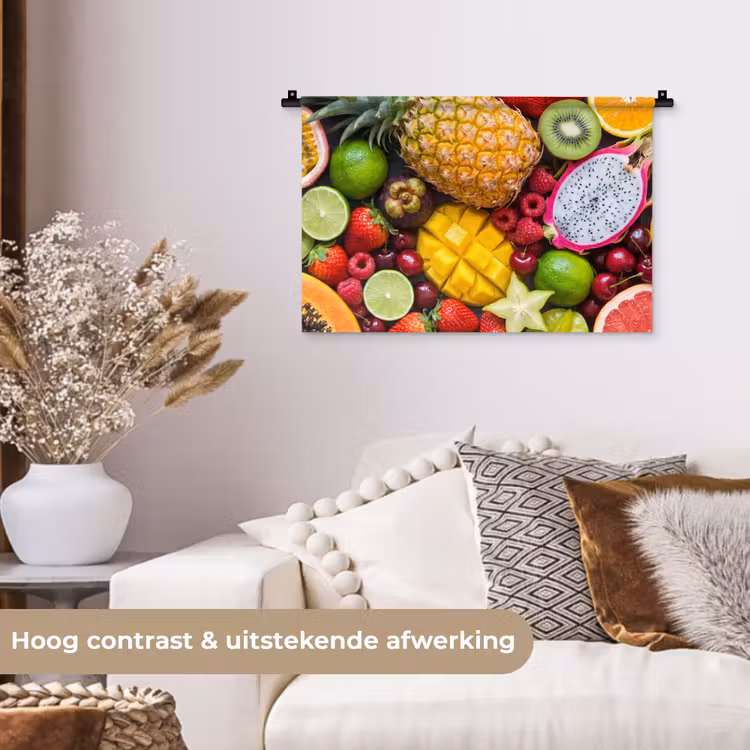 Fruit - Assortiment - Vers - Gezond - Kleurrijk Wandkleed katoen klein -sfeer1