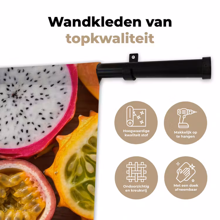 Fruit - Geopend - Tropisch - Eten - Kleurrijk Wandkleed katoen klein -sfeer2