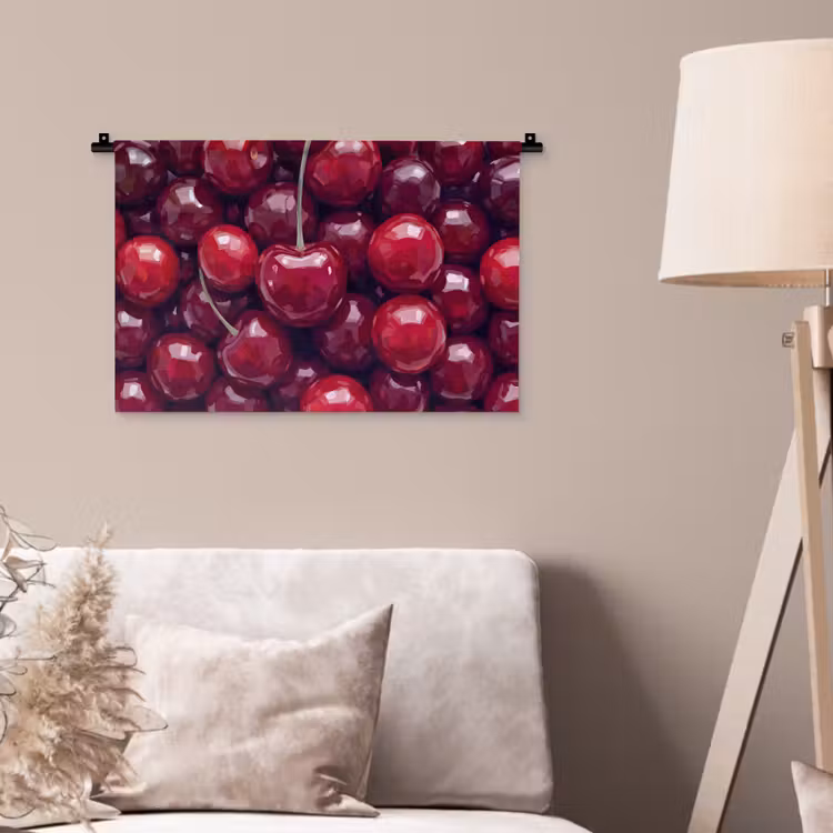 Fruit - Kersen - Eten - Modern - Rood Wandkleed katoen klein -sfeer4