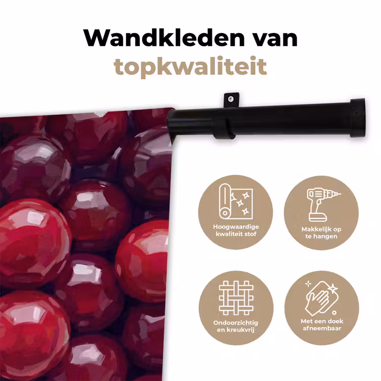 Fruit - Kersen - Eten - Modern - Rood Wandkleed katoen klein -sfeer2
