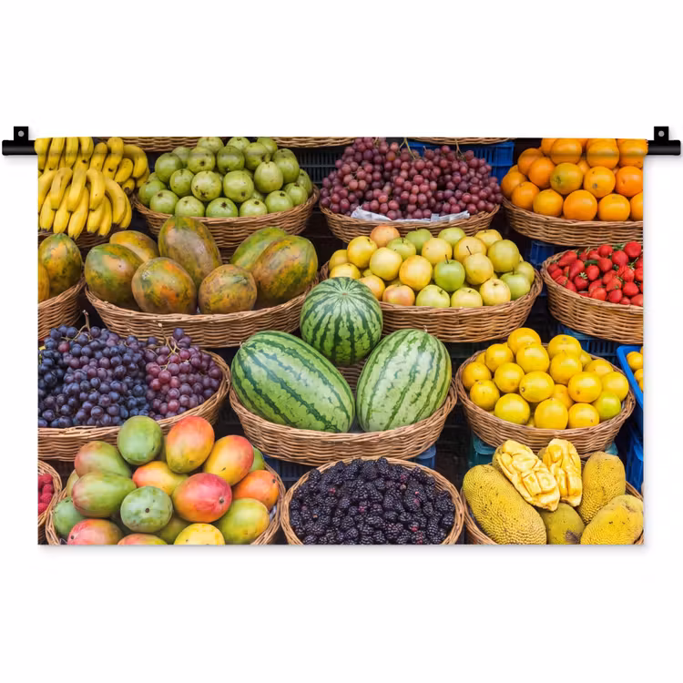 Wandkleed - Fruit - Markt - Kleurrijk - Fruit - Markt - Kleurrijk Wandkleed katoen klein