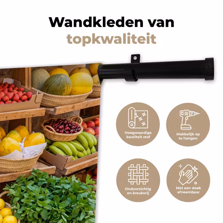 Wandkleed - Fruit - Markt - Vers - Fruit - Markt - Vers Wandkleed katoen klein