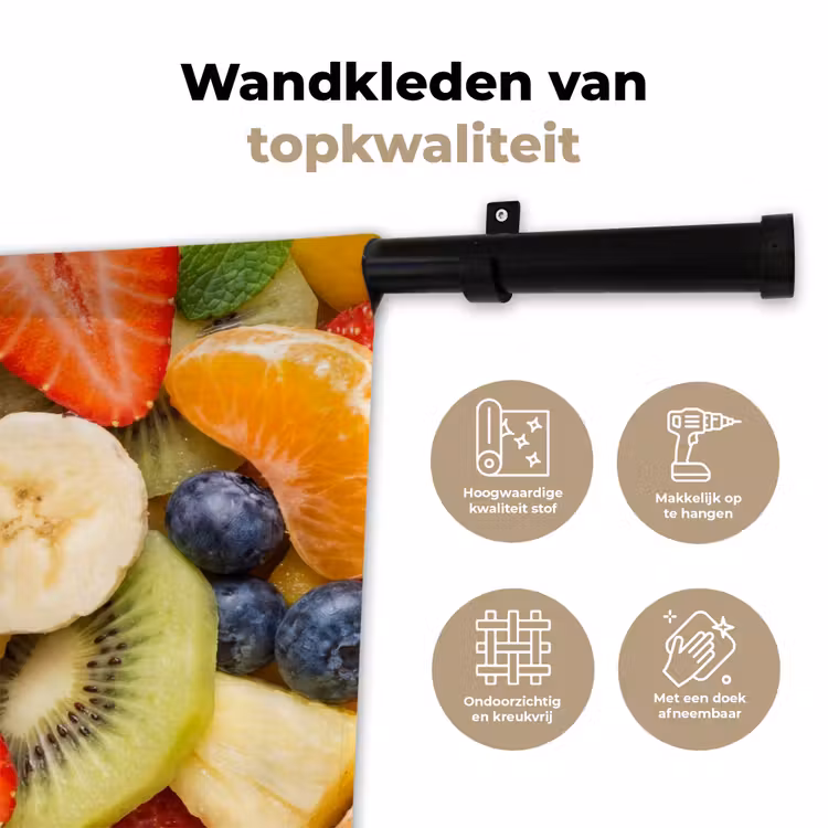 Fruit - Plakjes - Eten - Kleurrijk Wandkleed katoen klein -sfeer2